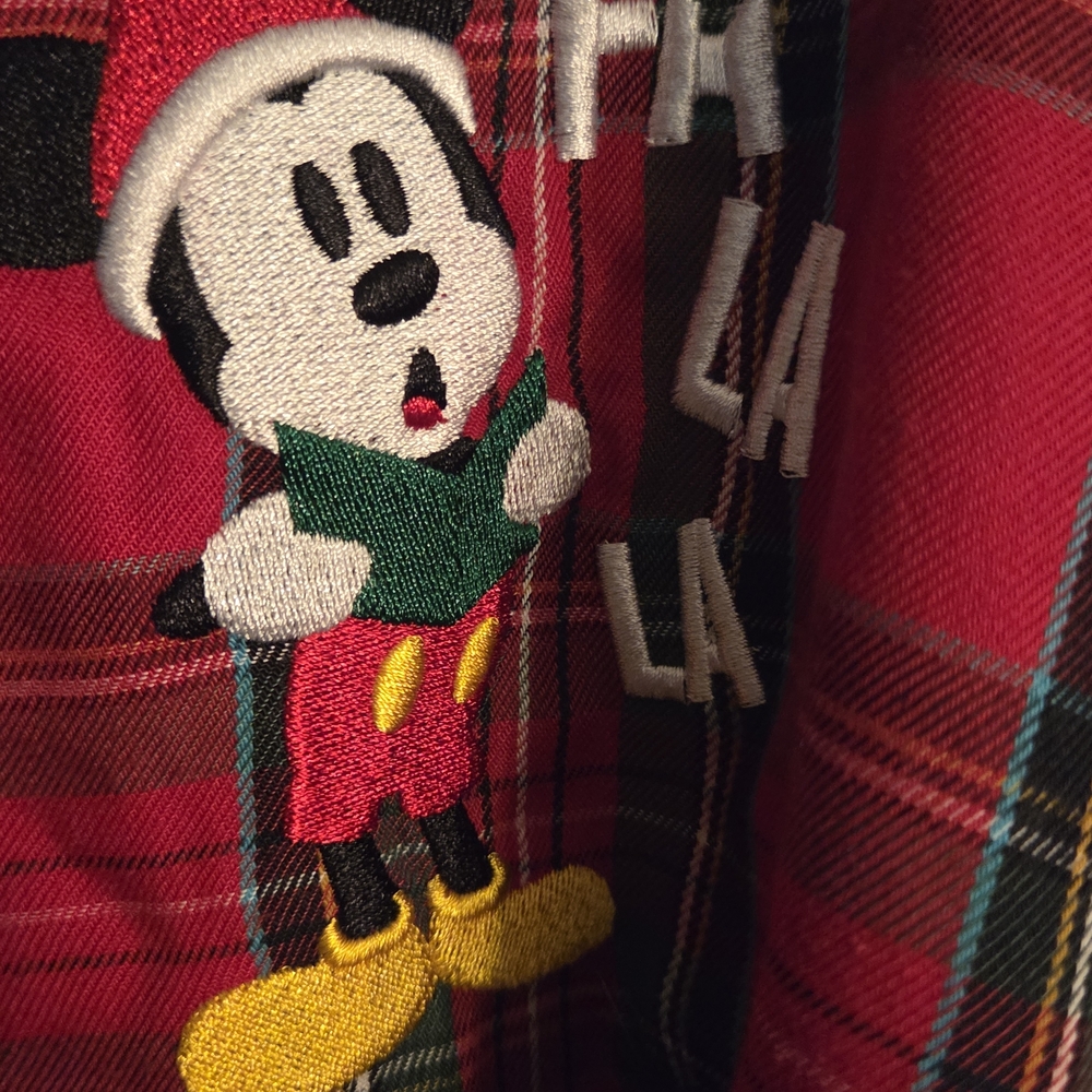 Disney Pajama Top Red Plaid with Mickey Mouse - Picture 3 of 5
